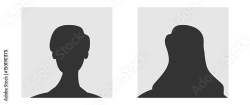 Vector flat illustration in grayscale. Avatar, user profile, person icon, gender neutral silhouette, profile picture. Suitable for social media profiles, icons, screensavers and as a template.