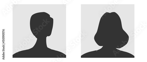 Vector flat illustration in grayscale. Avatar, user profile, person icon, gender neutral silhouette, profile picture. Suitable for social media profiles, icons, screensavers and as a template.