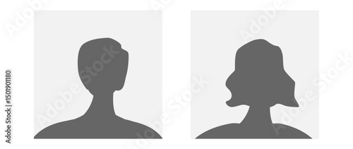 Vector flat illustration in grayscale. Avatar, user profile, person icon, gender neutral silhouette, profile picture. Suitable for social media profiles, icons, screensavers and as a template.