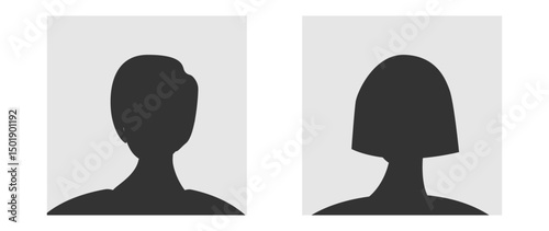 Vector flat illustration in grayscale. Avatar, user profile, person icon, gender neutral silhouette, profile picture. Suitable for social media profiles, icons, screensavers and as a template.