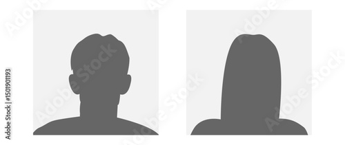 Vector flat illustration in grayscale. Avatar, user profile, person icon, gender neutral silhouette, profile picture. Suitable for social media profiles, icons, screensavers and as a template.