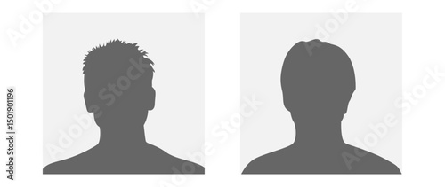 Vector flat illustration in grayscale. Avatar, user profile, person icon, gender neutral silhouette, profile picture. Suitable for social media profiles, icons, screensavers and as a template.