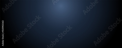 Simple radial gradient black background. Abstract backdrop design. Tech or futuristic style. Horizontal wall with light in the center and fading on the sides. Art & Illustration