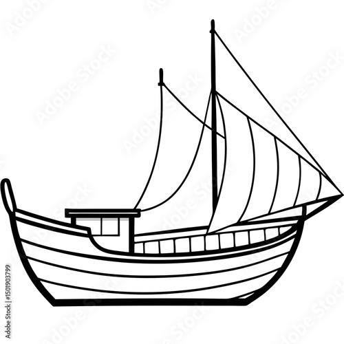 Minimal Dhow Vector on White Background