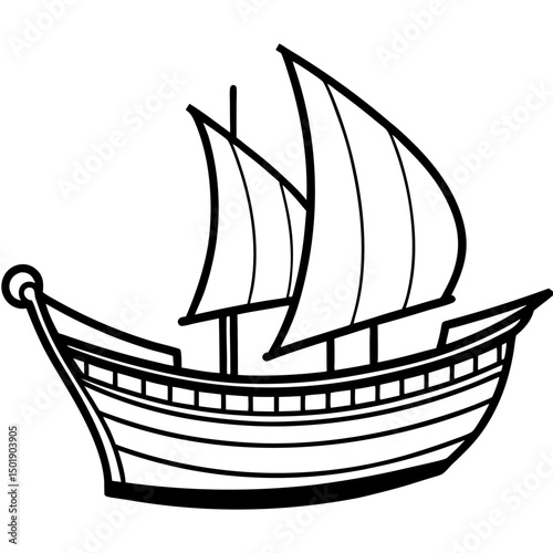 Minimal Dhow Vector on White Background
