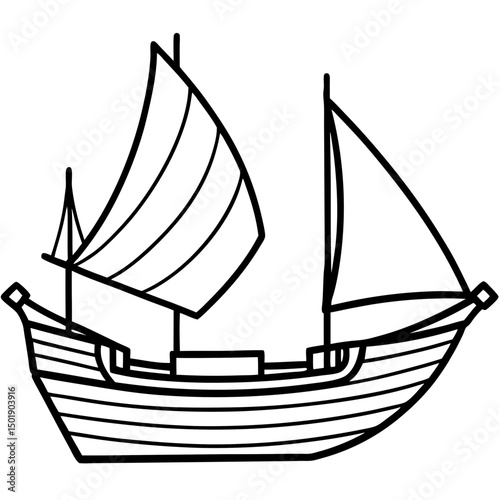 Minimal Dhow Vector on White Background