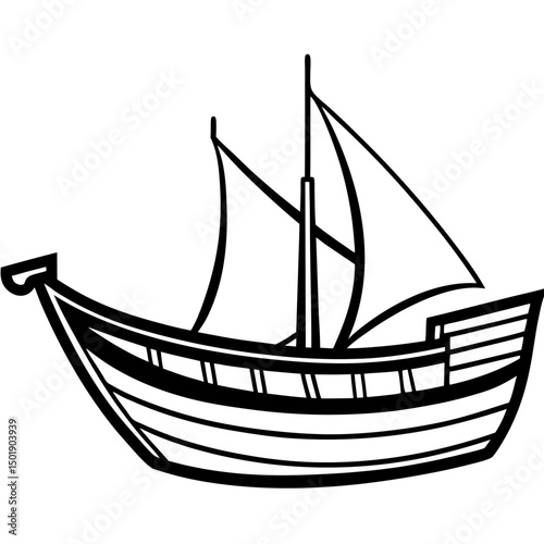 Minimal Dhow Vector on White Background