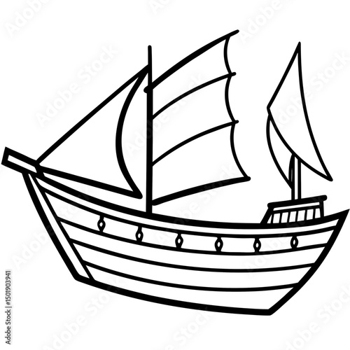 Minimal Dhow Vector on White Background