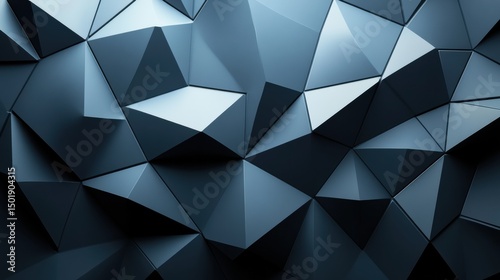 Abstract Geometric Pattern with Dark Blue Triangular Facets