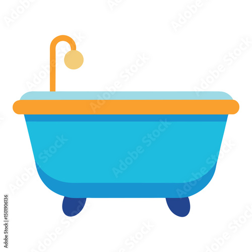Cute bathtub icon isolated on white background for bathroom or baby designs