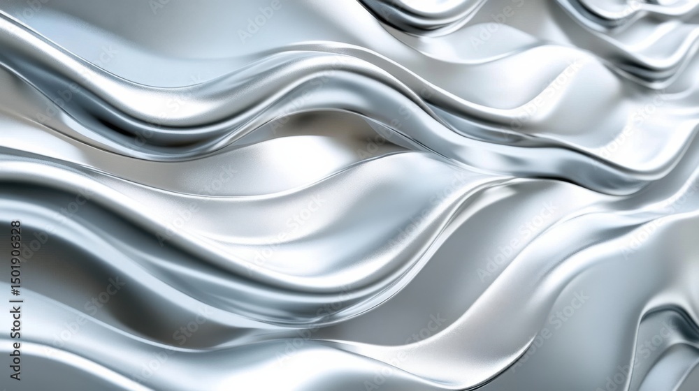 Obraz premium Abstract Silver Waves Surface Texture with Dynamic Flow and Shimmer