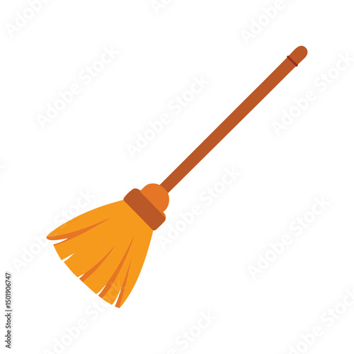 Cartoon broom illustration for halloween decoration or cleaning concept element