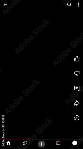 YouTube Mobile Interface Mockup Animation - Vertical YT UI Interface Overlay (Black Multiply Background) with Feed Elements, Buttons & Comments for Sizzle Reels & Vertical Video Campaign Presentations