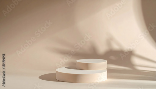 Beige Cylindrical Platforms Product Display Mockup