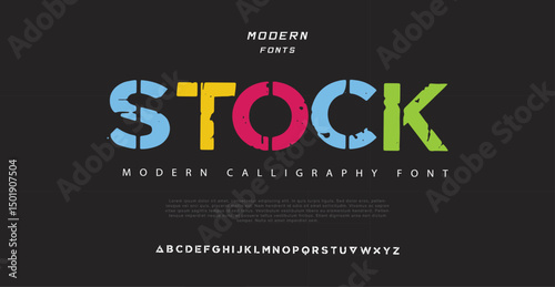 Stock modern, futuristic modern geometric font 