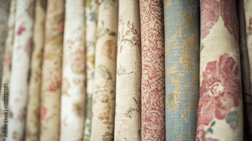 Decorative Textiles in Soft Colors and Intricate Patterns for Interiors
