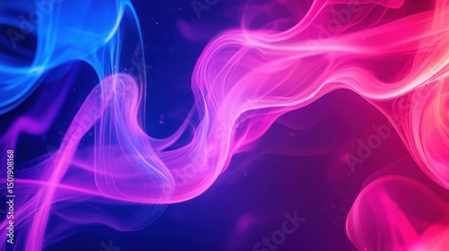 Colorful Abstract Light Waves in Blue and Pink Shades Background