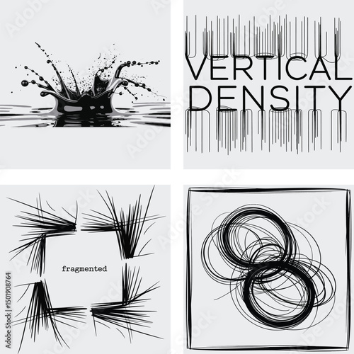Grunge black and white vintage vector illustration with sketch style design elements, grunge circle and rectangle frame design