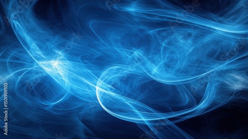 Ethereal Blue Swirling Smoke on Deep Background for Abstract Art