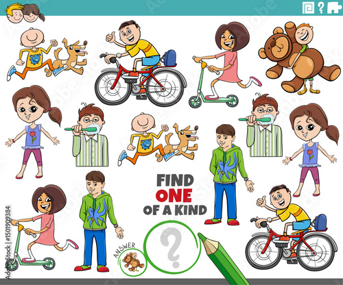 one of a kind puzzle activity with funny cartoon children