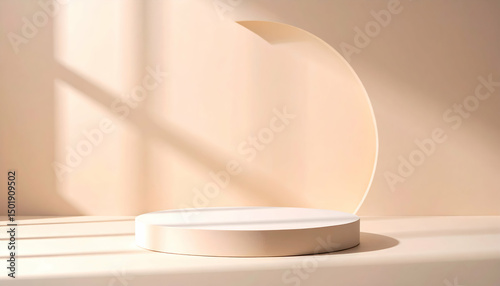 Beige Minimalist Product Display Podium with Sunlight Shadows