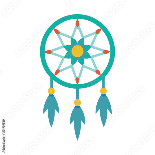 Dreamcatcher with feathers vector illustration symbolic decoration native american culture