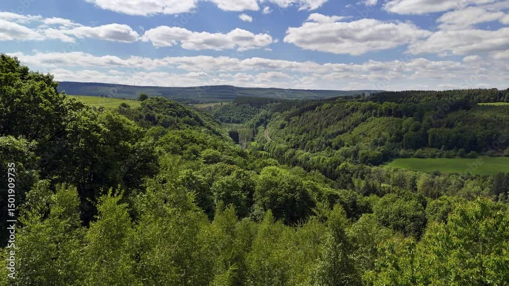 Aerial Views of Valley near Point de Vue du Congo, Ardennes, Belgium