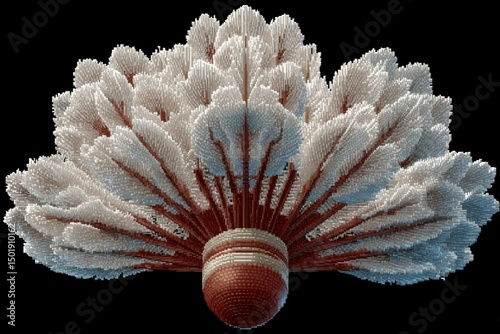 Detailed Pixel Art of a Traditional Sport Equipment with Feathers and Cork Base Ideal for Spor