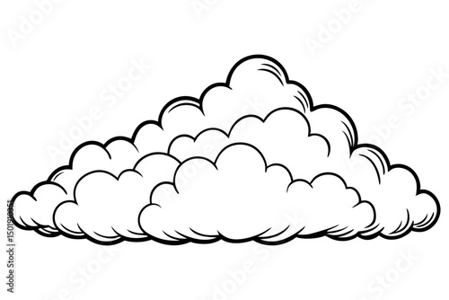 Simple Line Art of Floating Clouds