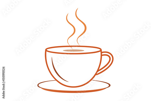 Simple Line Drawing of Coffee and Steam
