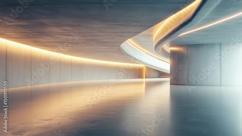 Modern Architectural Interior With Curved Lines And Soft Lighting