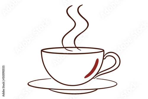 Steaming Coffee Cup Line Art Illustration