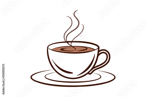 Hot Coffee Cup Minimalist Sketch Design