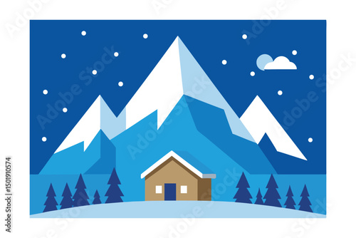 winter landscape with houses