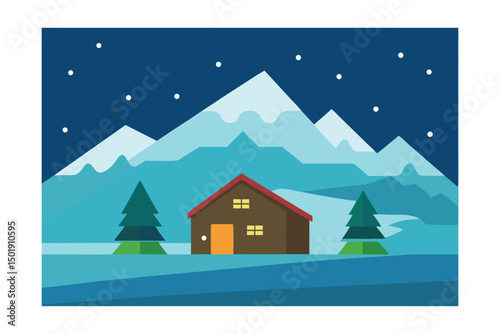 winter landscape vector illustration