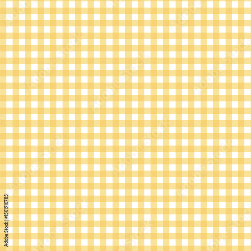 Pale yellow and white gingham seamless pattern with soft pastel checkered texture for gentle fabric, decor, and wrapping