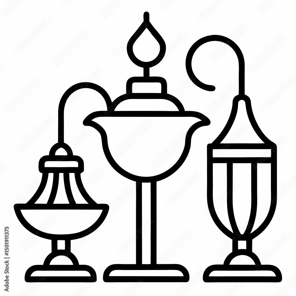 Obraz premium set of vector illustration of lamp