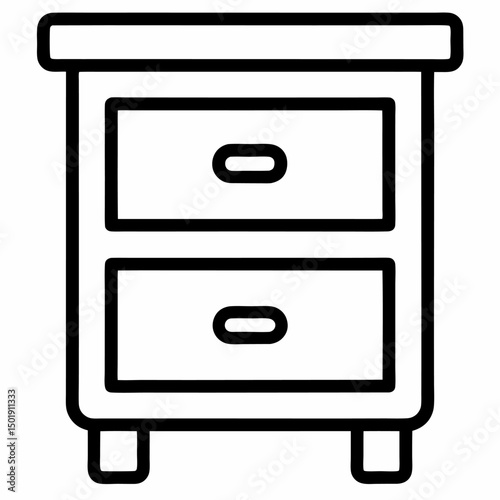 bedside table furniture icon set