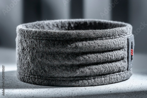 Cozy Gray Knitted Headband for Winter Wear CloseUp Photography Fashion Accessory Cold Weath