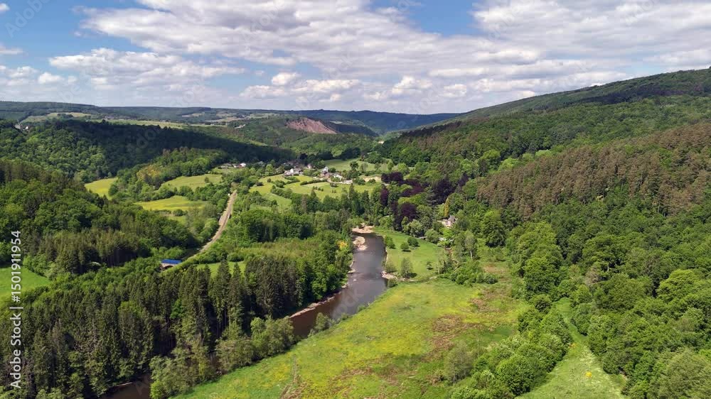 Aerial Views of Valley near Point de Vue du Congo, Ardennes, Belgium
