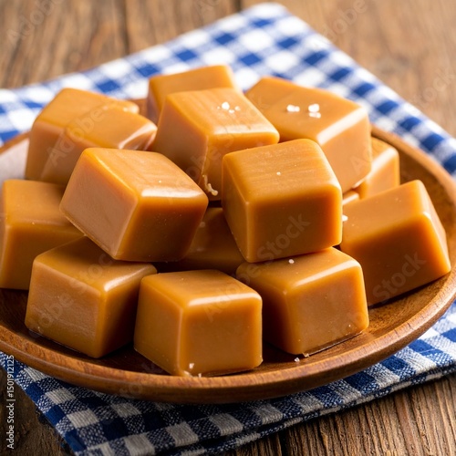 Délicieux caramels au beurre salé en forme de cube. Custom AI Model