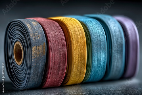 Colorful Rolls of Sandpaper in Various Shades for DIY and Craft Projects