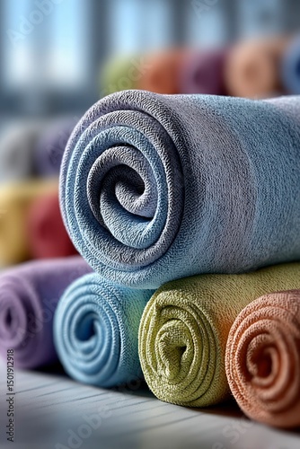 Colorful Rolled Towels for Fitness and Wellness Activities