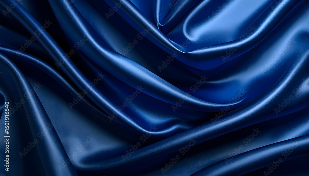 Fototapeta premium Deep Blue Silk Fabric Draped Texture