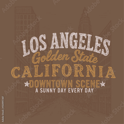 Los Angeles golden state . graphic tee vector for city. t-syhirt, sweatshirt, graphics. vintage city print graphics, vintage retro typograpy. city vibes in california.