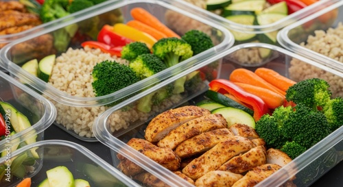 Meal prepping a weeks worth of healthy balanced food photo