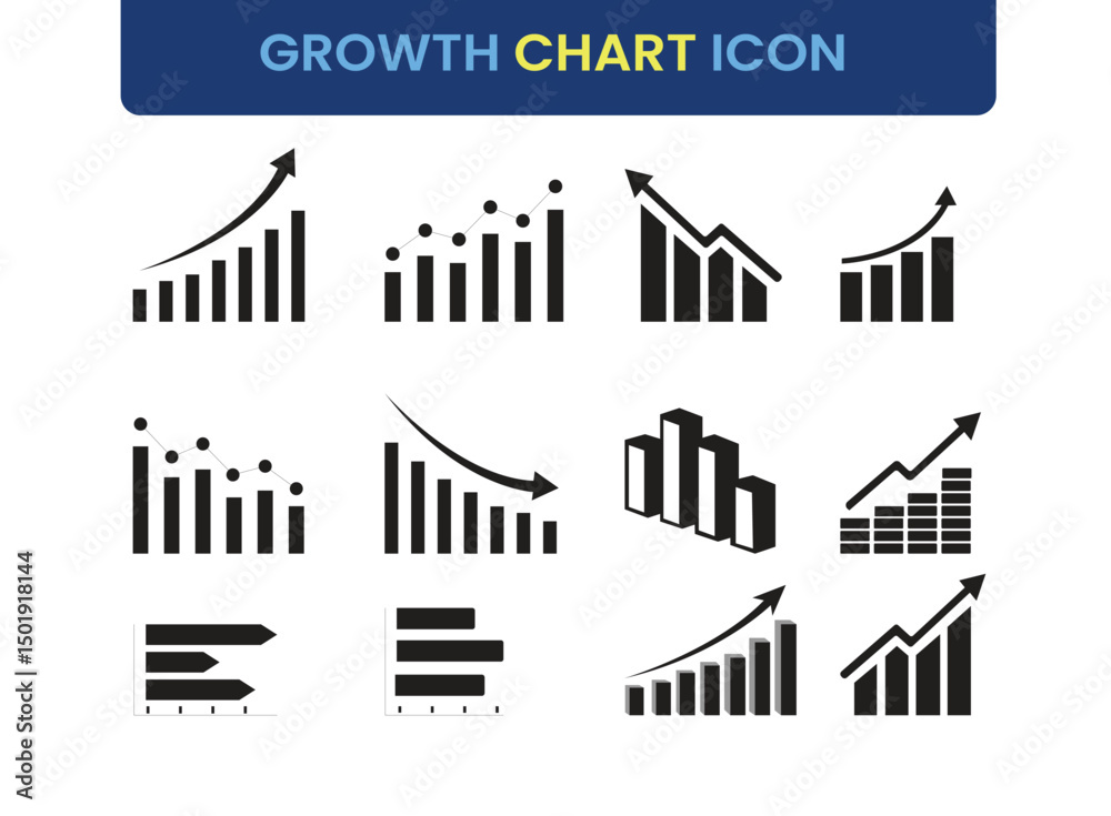 Obraz premium growth icon set, growth icon vector illustration