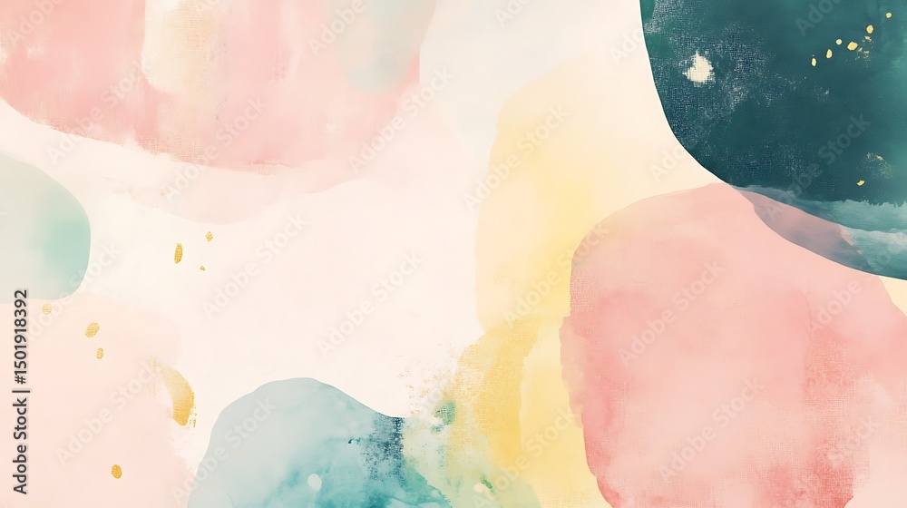 Fototapeta premium Abstract watercolor design with soft color shapes.