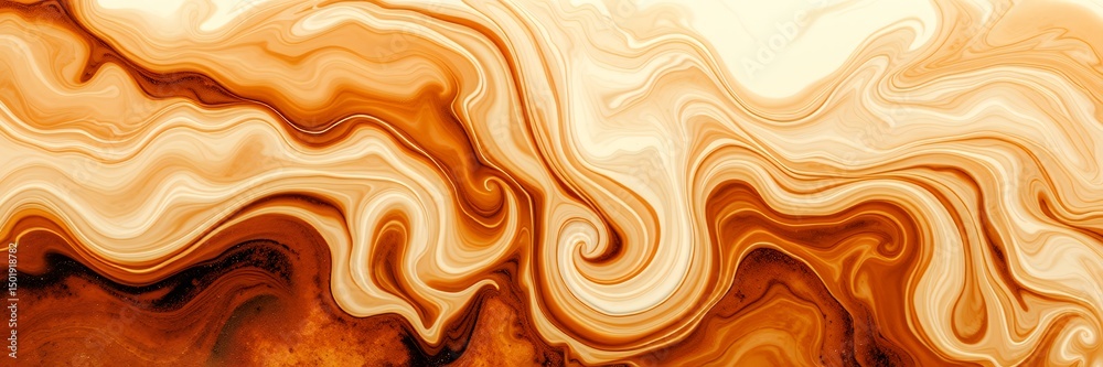 A flowing abstract design with swirls and curves in shades of brown and cream color palette art A flowing abstract design with swirls and curves in shades of brown and cream color palette art