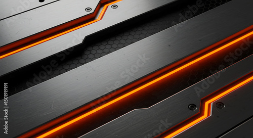 Metal Panel with Orange Light